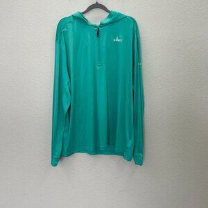 Habit Catalpa Falls Turquoise Performance Long Sleeve Hood Shirt PT1483 Mens 2XL